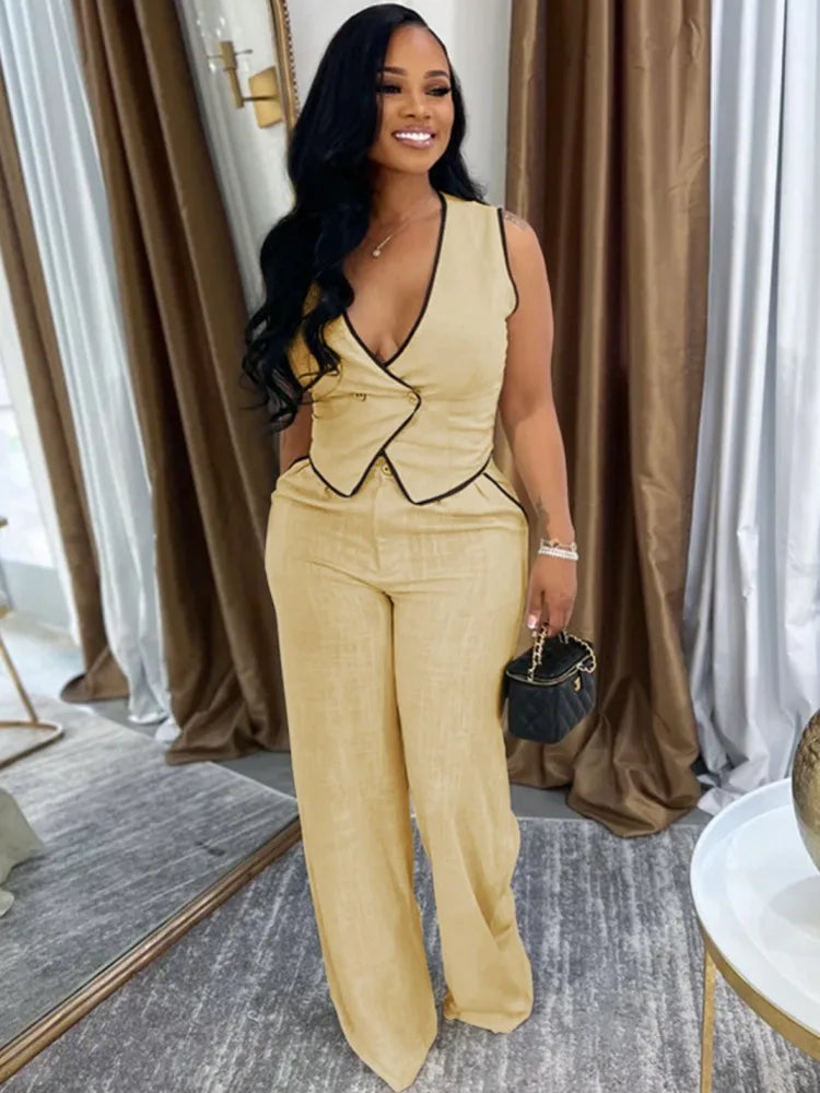 Casual 2 Piece Vest & Pants Set