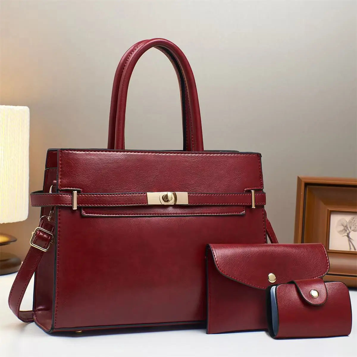 2025 Premium 3-Piece Tote Set - Luxe Structured Handbags, Minimalist Women's Office Purse Collection, Trendy Work Essentials