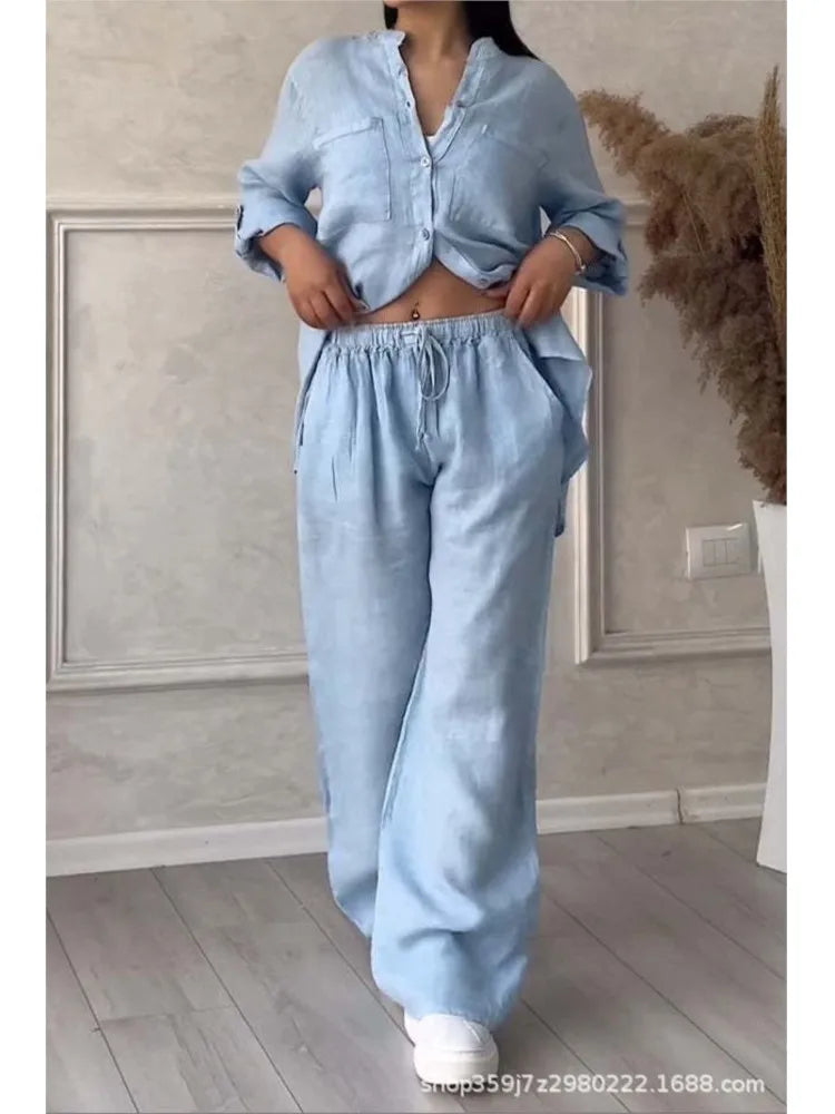 2 Piece Wide Leg Pants Set