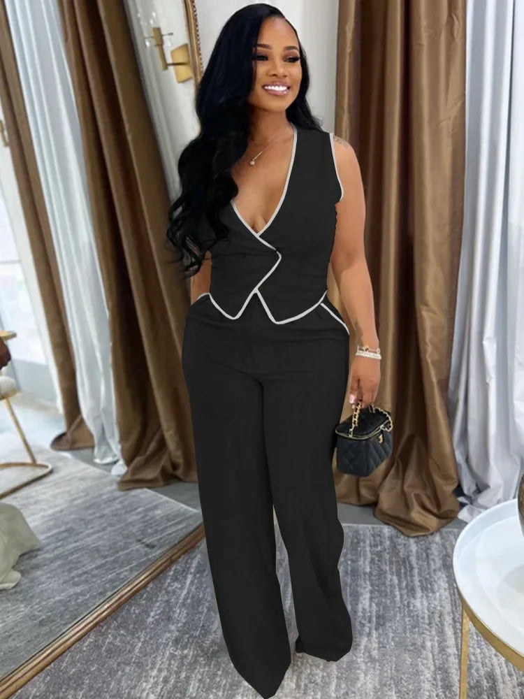 Casual 2 Piece Vest & Pants Set