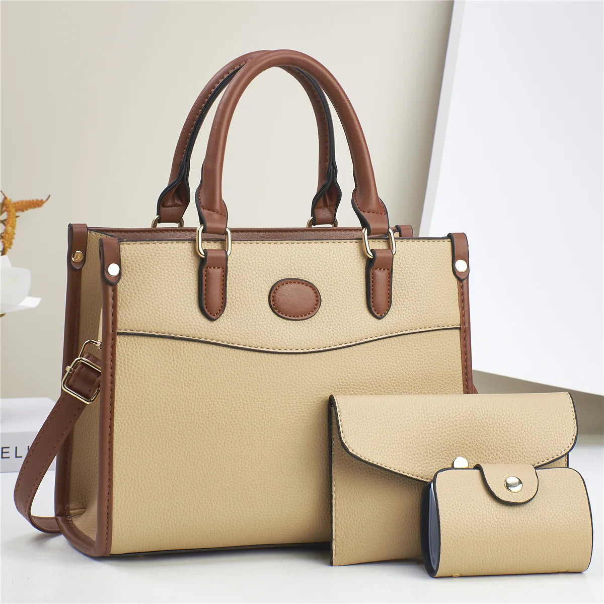 3pcs set Women Bags Soft PU Leather Handbag Purse Wallets Large Capacity Tote Shoulder Bag Girls Messenger Bags For School Work
