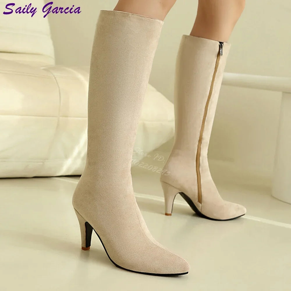 Sexy Leopard Knee High Side Zipper Boots