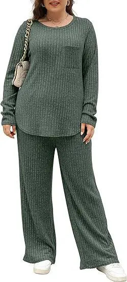 Women's 1XL-5XL Plus Size Autumn and Winter New Hot Selling Set Large Women's Two Piece Home Furnishing Set