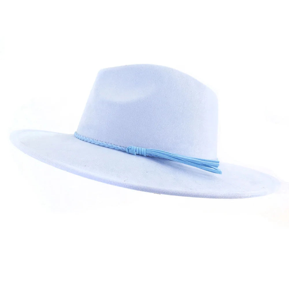 Colorful Suede Wide Brim Felt Fedoras Hat for Women Men Church Jazz Cap Panama Denim Hat Wholesale шляпа женская л