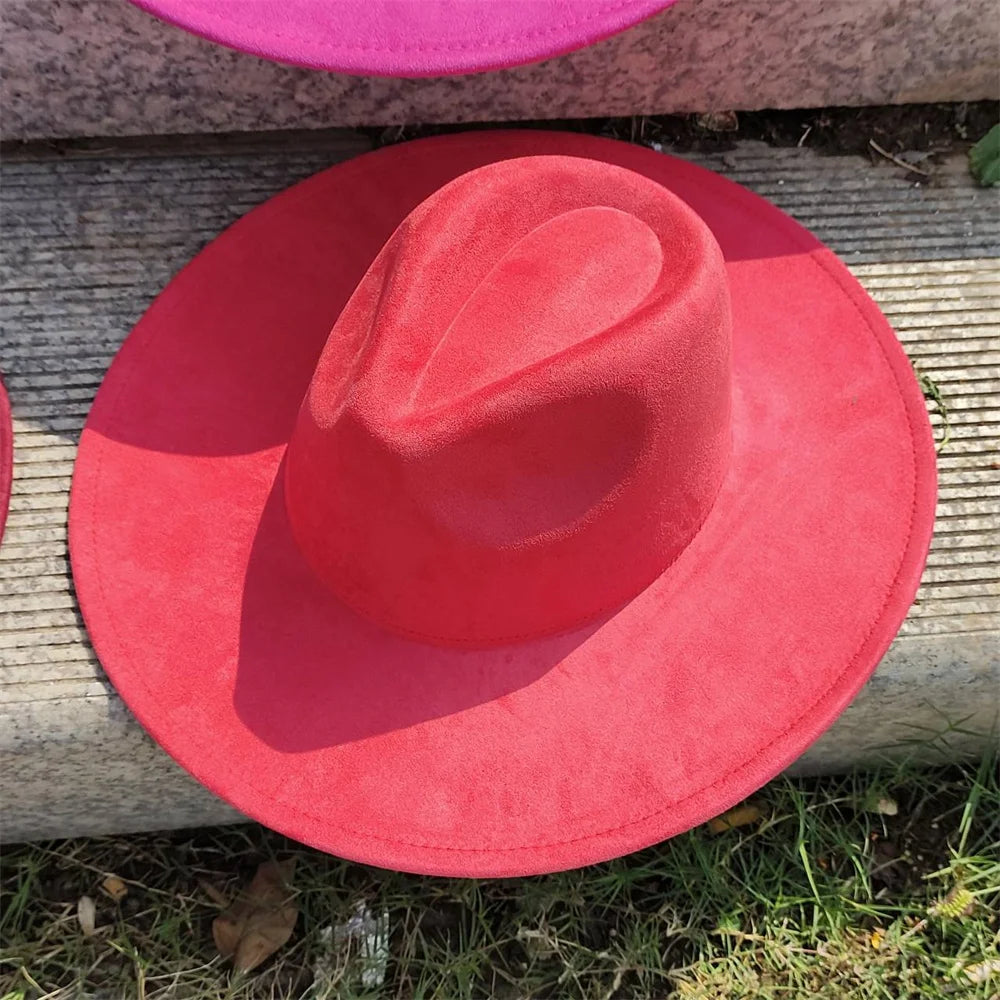 Colorful Suede Wide Brim Felt Fedoras Hat for Women Men Church Jazz Cap Panama Denim Hat Wholesale шляпа женская л