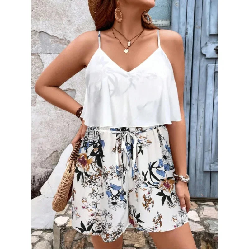 Plus Size 1XL-5XL Women's Fashionable New Bohemian Style Floral Print Comfortable Versatile Jumpsuit