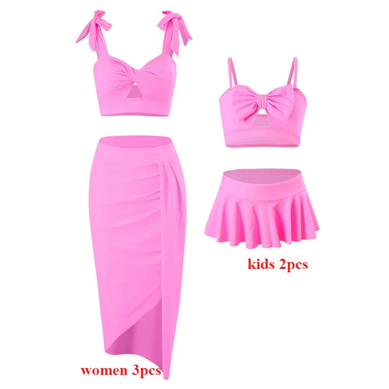 New Family Swimsuits Mother and Daught Bikini Set Three-piece Skirt-type Parent-child Women's Bikini Swimwear
