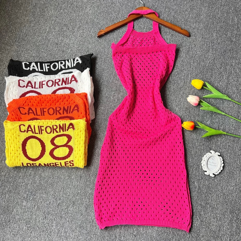 YuooMuoo Chic Fashion Sexy Package Hips Knitted Summer Dress Women Slim Elastic Halter Bodycon Mini Dress Streetwear Outfits