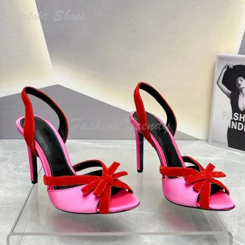 Rose Bow Slingback High Heels