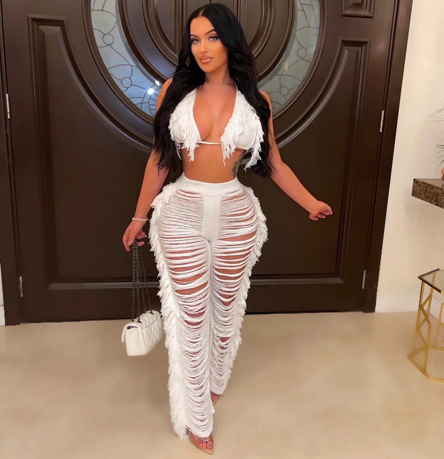 Bra Crop Top & Pants 2 Piece Set