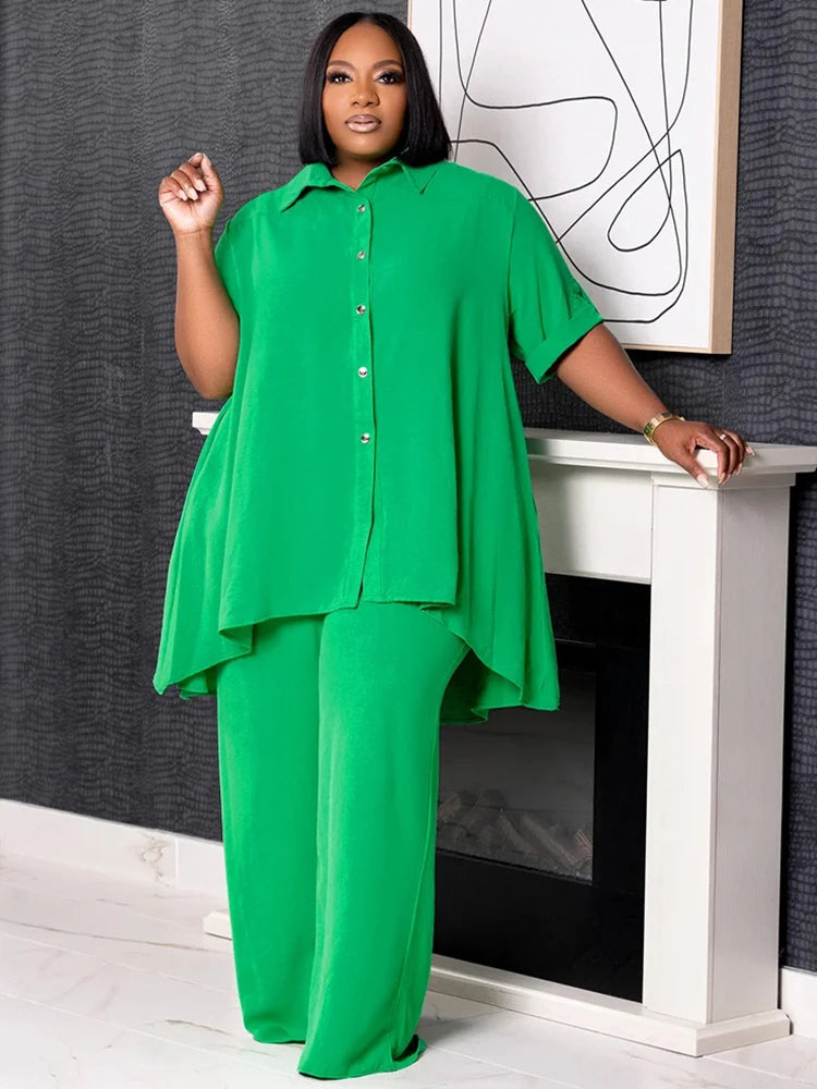 Loose Blouse Pants Casual 2 Piece Set