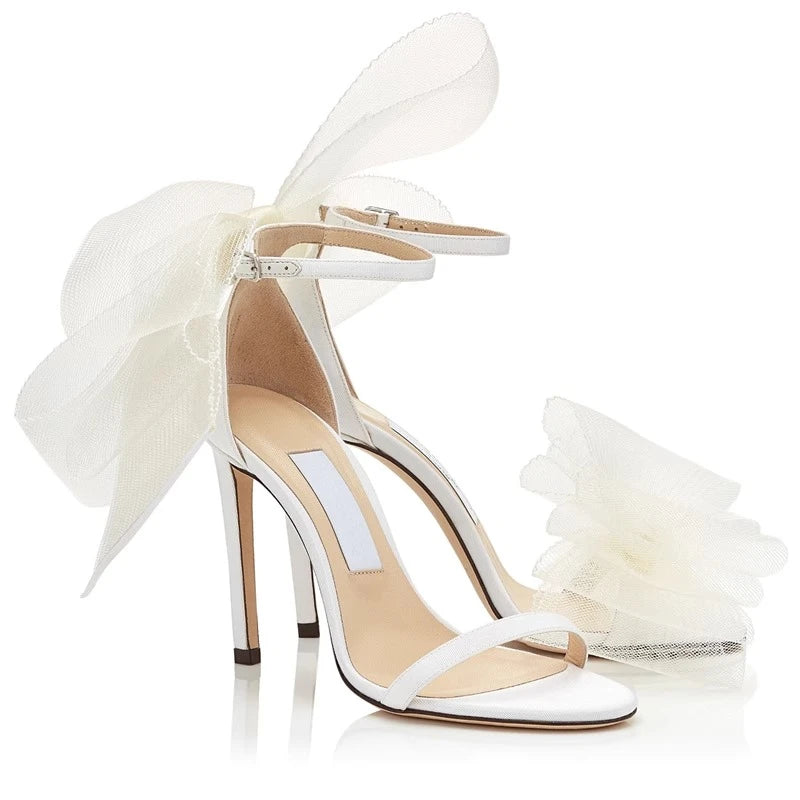Woman Sandals Big Butterfly-Knot Summer 2024 High Heels Pumps Pointed Designer Mary Janes Sexy Stiletto Wedding Wind Solid Shoes