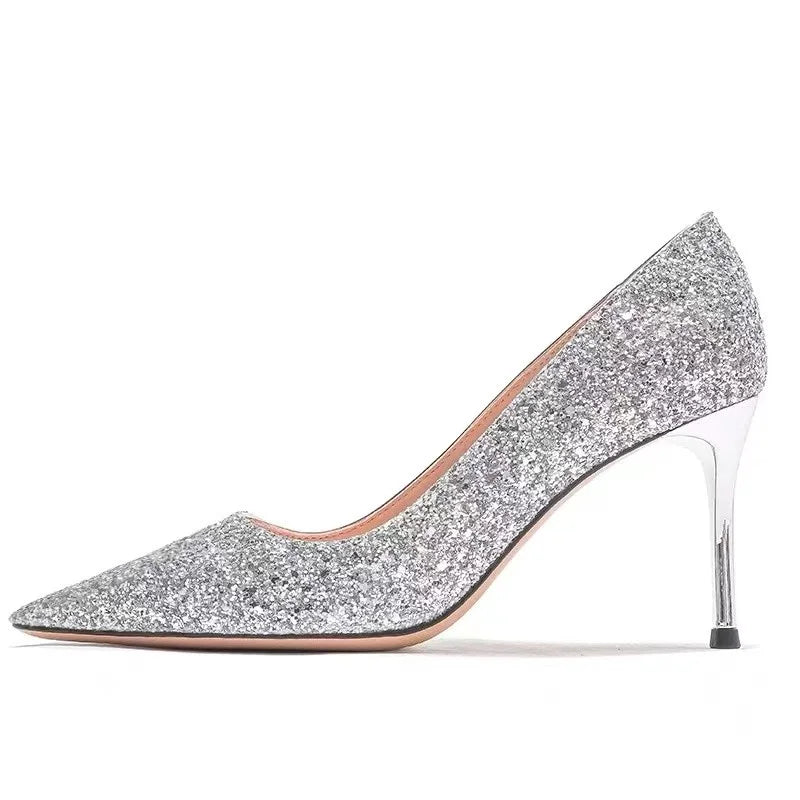 Luxury Designer Elegant Sexy Silver Heels