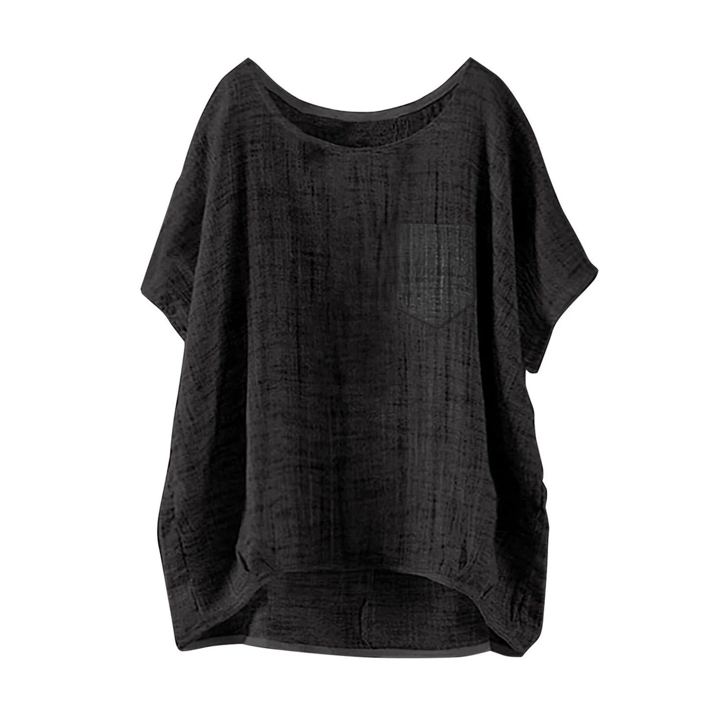 S-5XL Blouse Patchwork Women's Short Sleeve T-Shirt Casual Fashion Summer Tops Loose Pullover Oversize Pocket Shirts Female