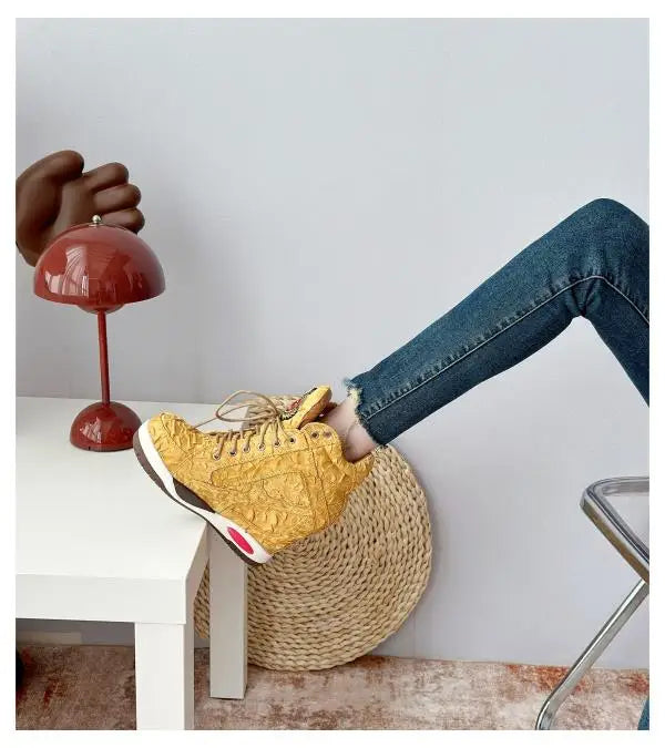 Platform Round Toe Wedge Boots