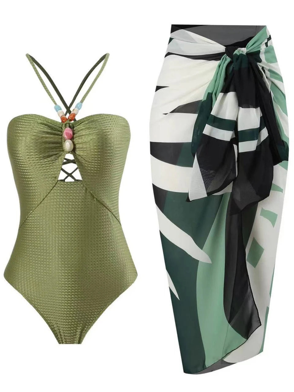 2 Piece Sexy Bodysuit & Skirt Set