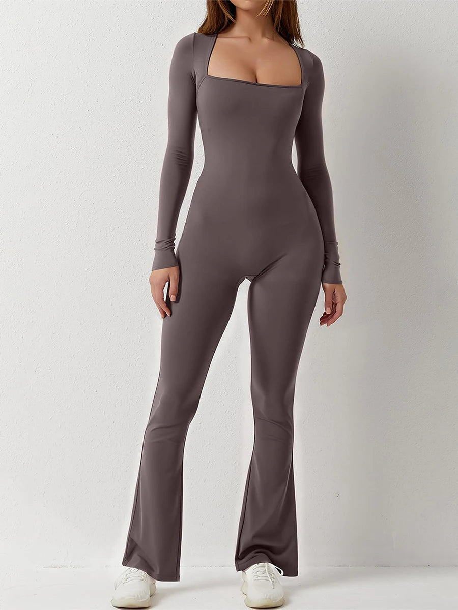 Square Neck Solid Color Romper