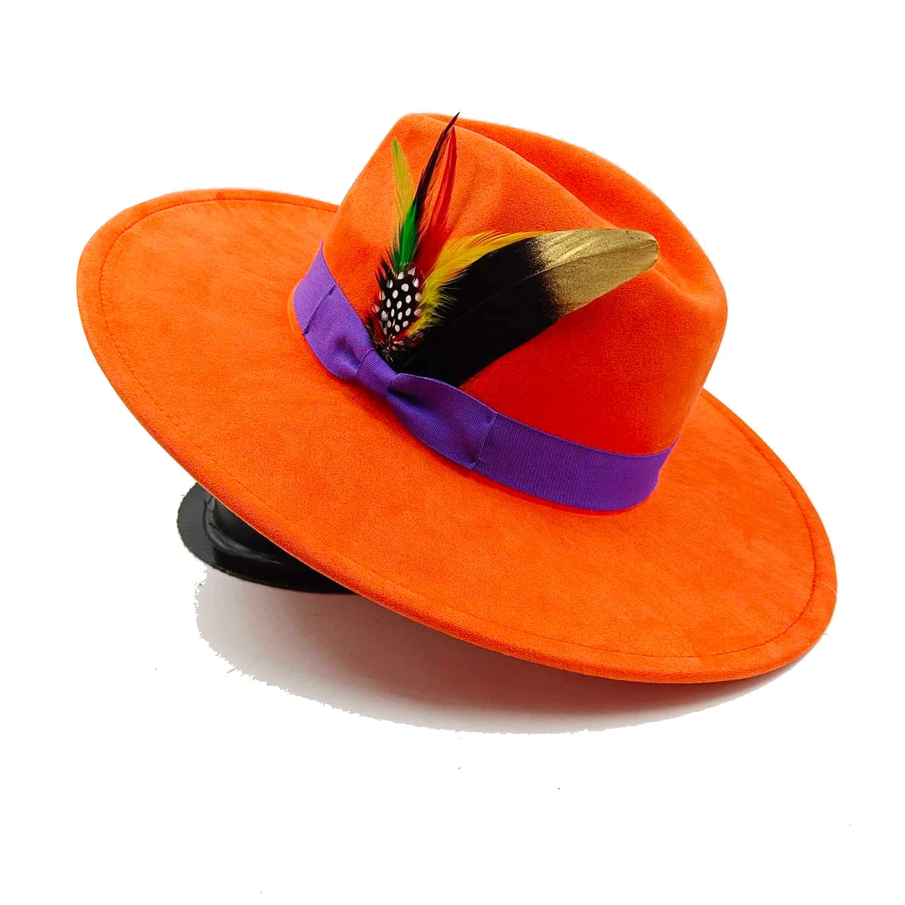 Suede fedora hat with same color accessories teardrop top wide brim hat for men and women Panama hat chapeau homme sombrero