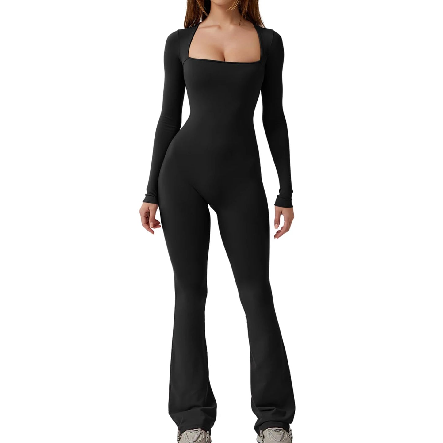 Square Neck Solid Color Romper