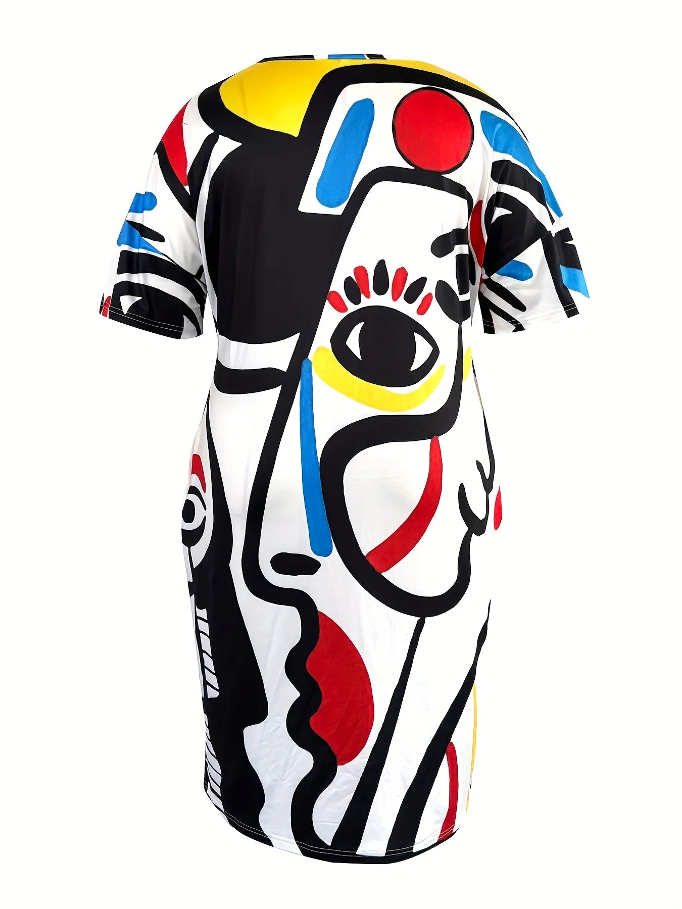Abstract Painting Print Dress Two Pockets
