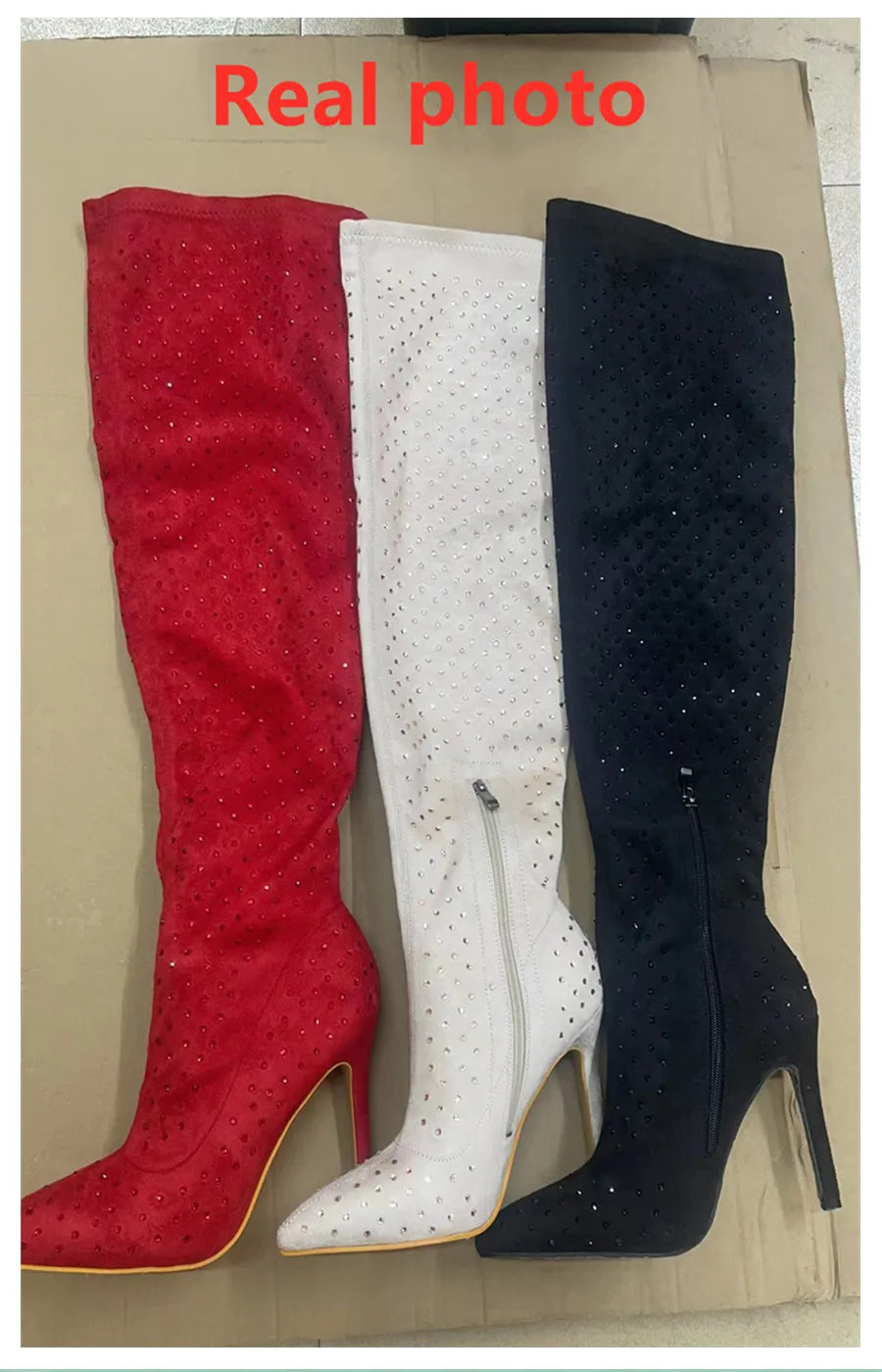 Bling Suede Over Knee High Heel Boots