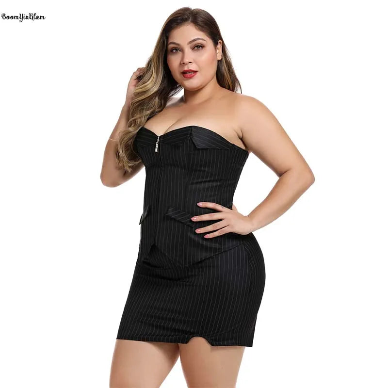 3 Piece in One Skirt Thong Corset Set