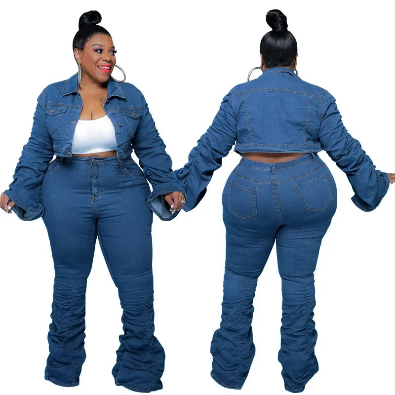 Denim 2 Piece Jacket & Stretch Jean Set