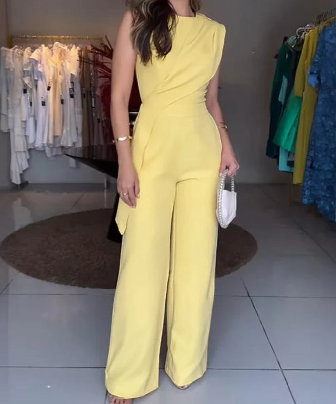 Sleeveless Irregular W/ Pockets Elegant Jumpsuit