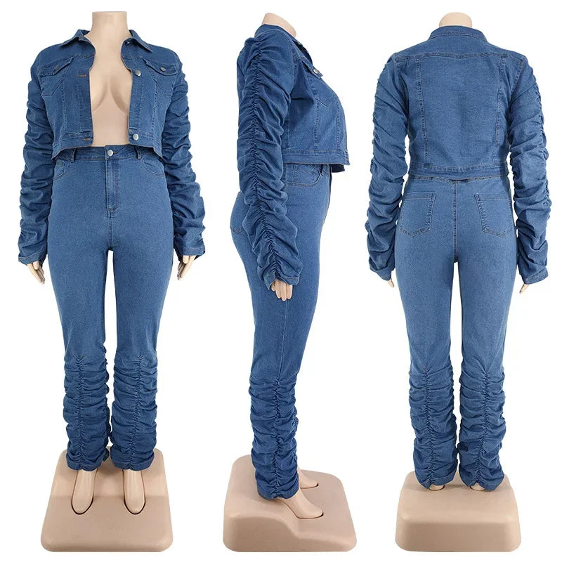 Denim 2 Piece Jacket & Stretch Jean Set