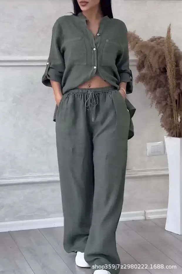2 Piece Wide Leg Pants Set
