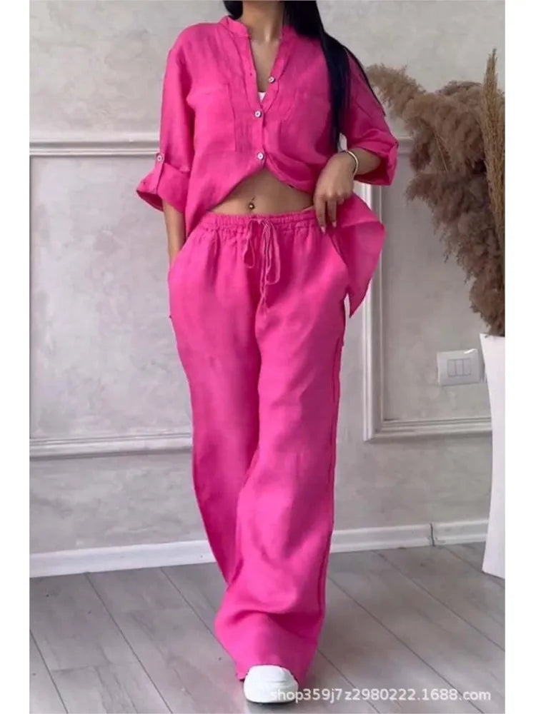 2 Piece Wide Leg Pants Set