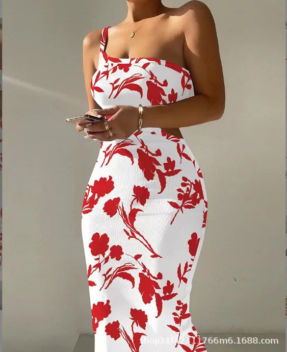 One Shoulder Hollow Out Stomach Dress