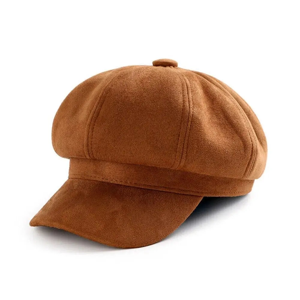 Casual Suede Fabric Hats & Caps Solid Color Adjustable Baker Cap Newsboy Hat Berets Beret Hat