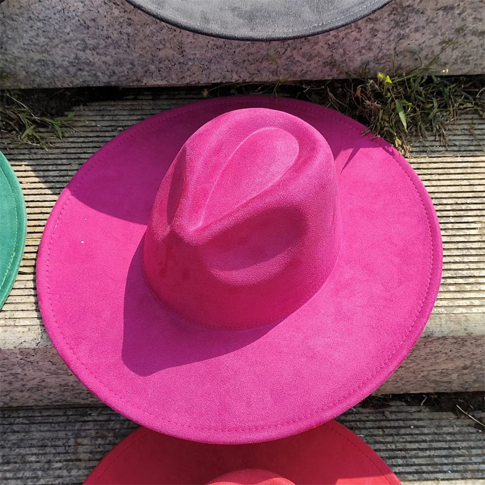 Colorful Suede Wide Brim Felt Fedoras Hat for Women Men Church Jazz Cap Panama Denim Hat Wholesale шляпа женская л