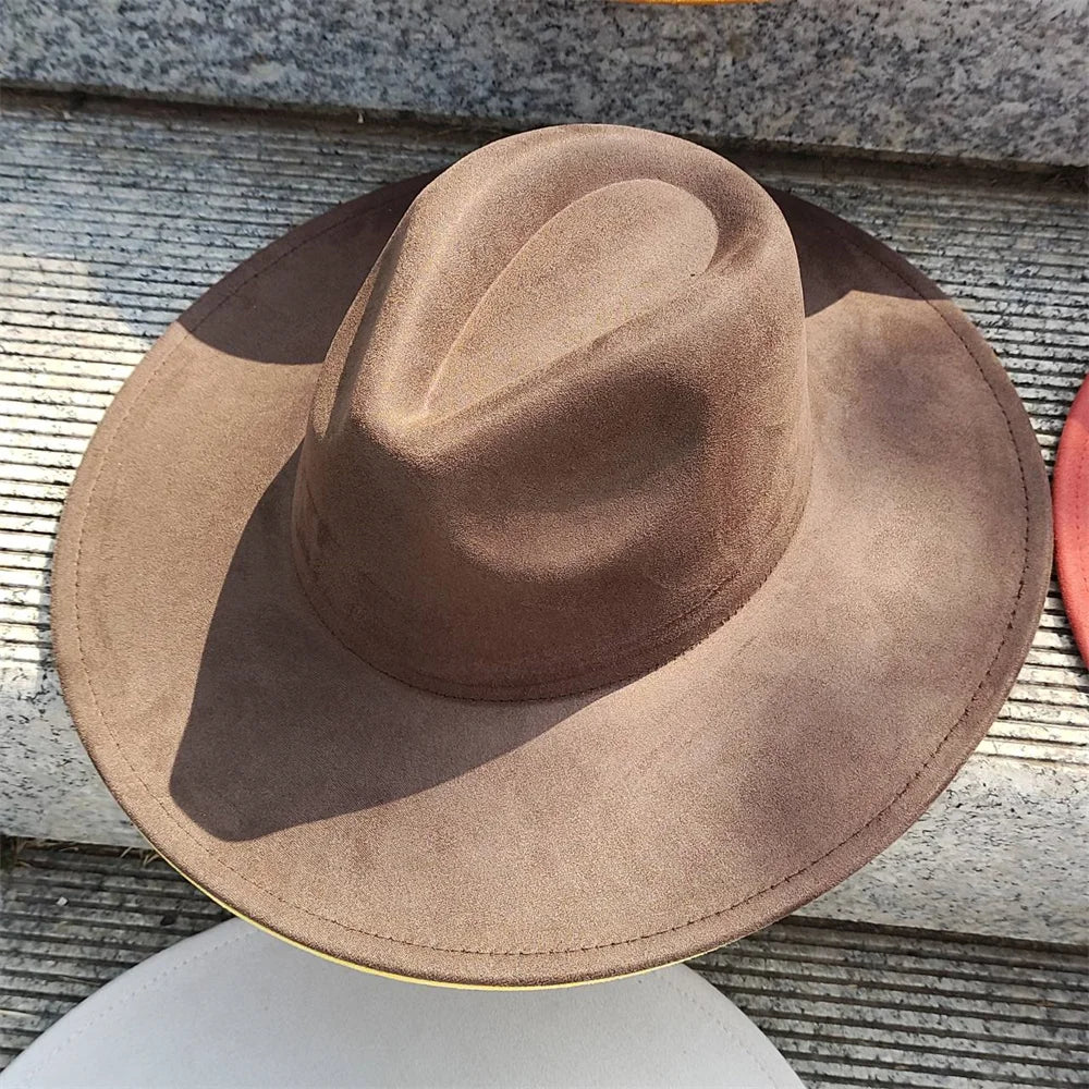 Colorful Suede Wide Brim Felt Fedoras Hat for Women Men Church Jazz Cap Panama Denim Hat Wholesale шляпа женская л