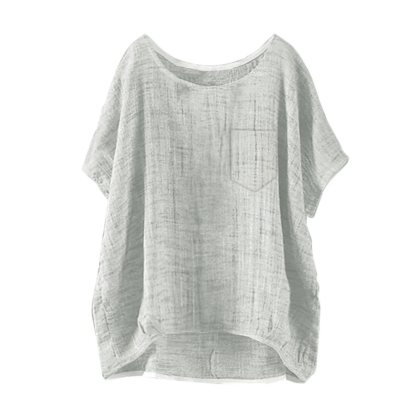 S-5XL Blouse Patchwork Women's Short Sleeve T-Shirt Casual Fashion Summer Tops Loose Pullover Oversize Pocket Shirts Female