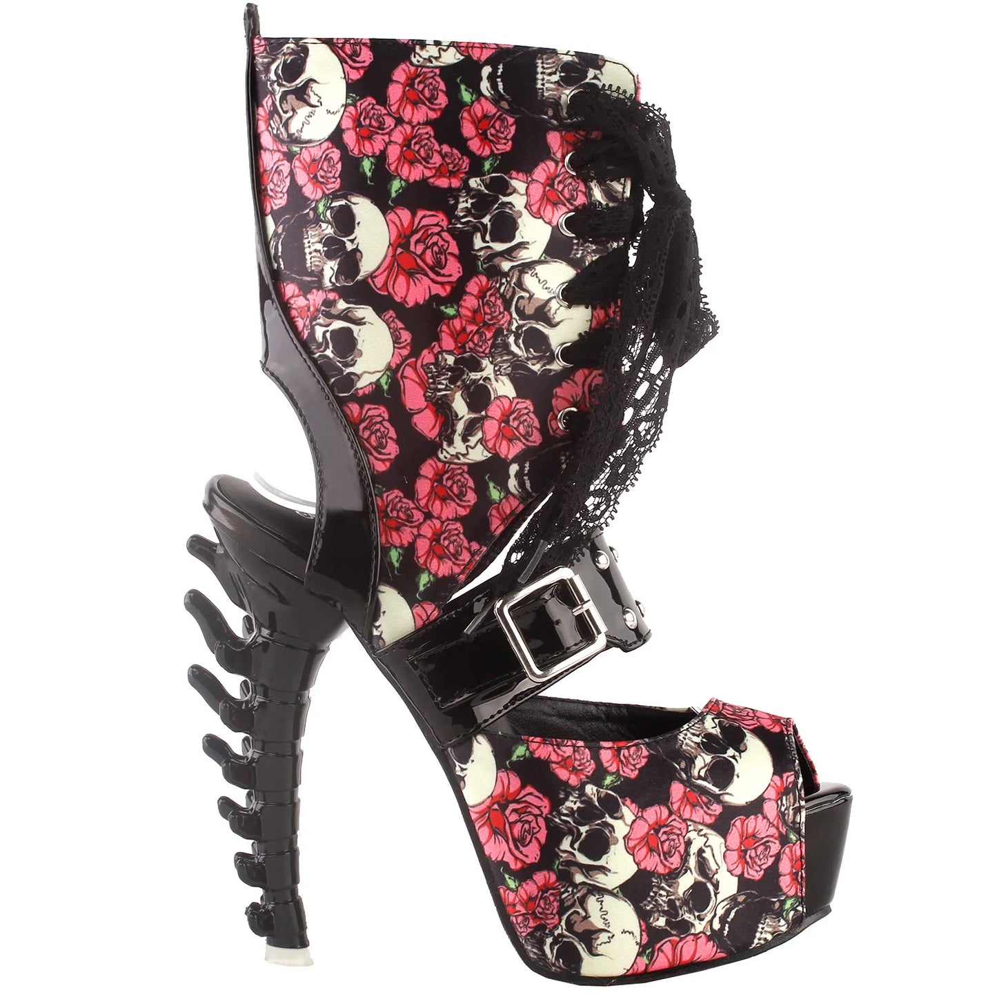 Skull Platform Bone Heel Ankle Boots