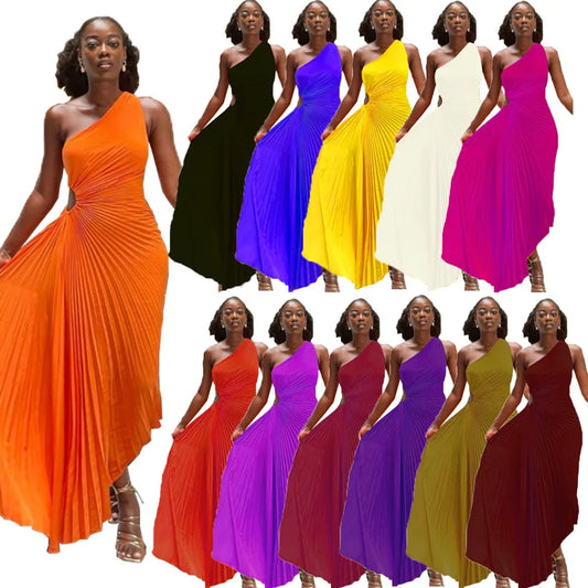 One Shoulder Sleeveless Dress