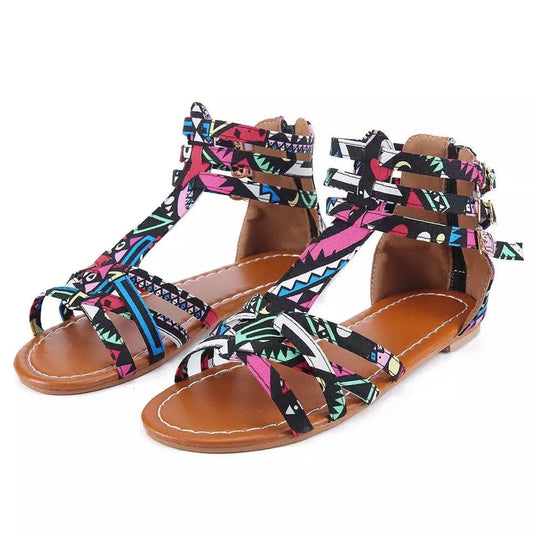 Snake-print Leopard Flat Sandals