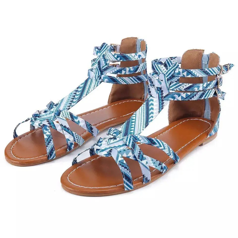 Snake-print Leopard Flat Sandals
