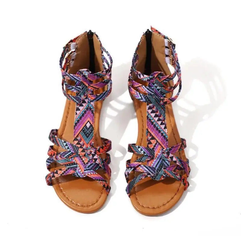 Snake-print Leopard Flat Sandals