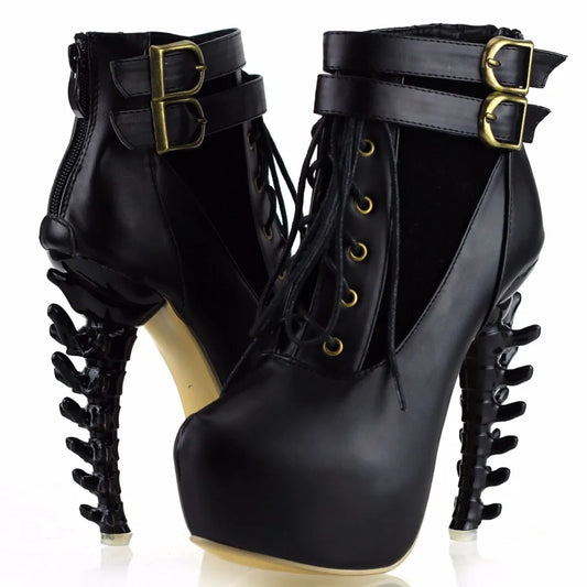High Top Bone High Heel Platform Boots