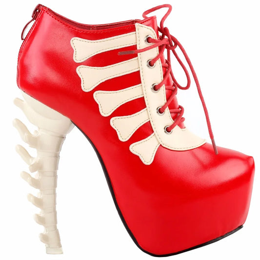Punk Bone Platform Ankle Boots