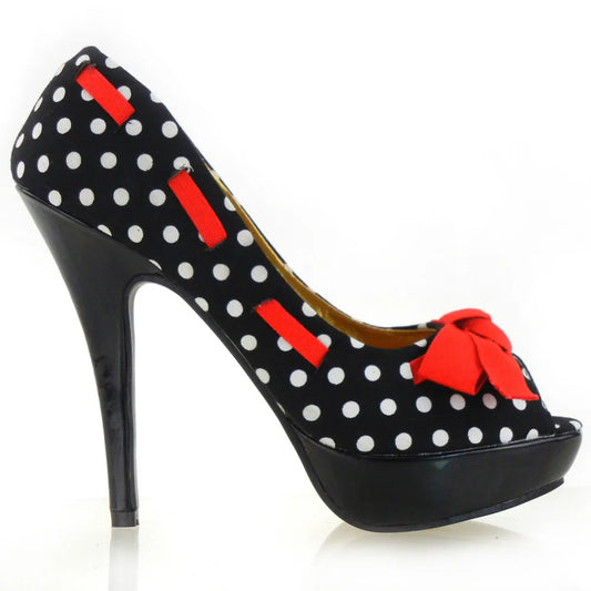 Polka Dots Bow Tie Stiletto High Heel Pumps