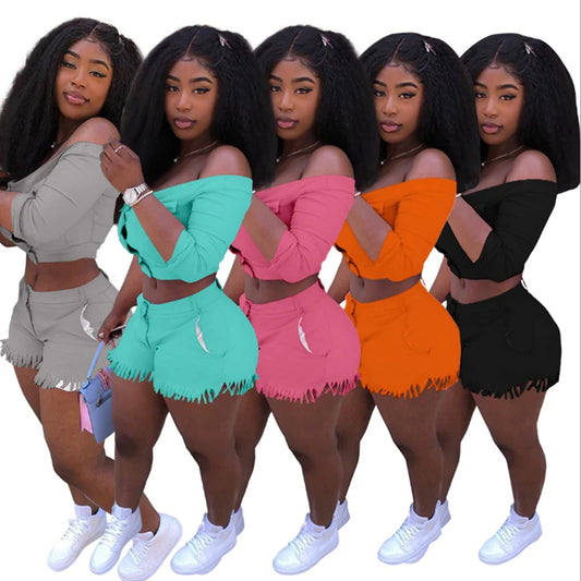 Crop Top & Shorts 2 Piece S-4XL Set