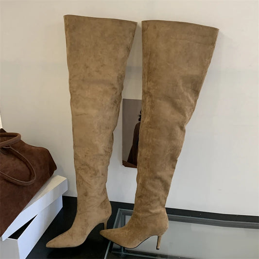 Eilyken Sexy Thin High Heels Pointed Toe Women Over-The-Knee Boots  Street Style Stripper Motorcycle Long Booties Winter Shoes