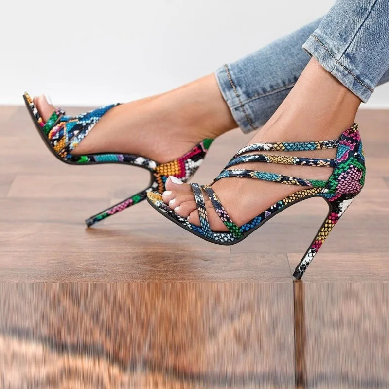 Snake Pattern High Heel Pumps