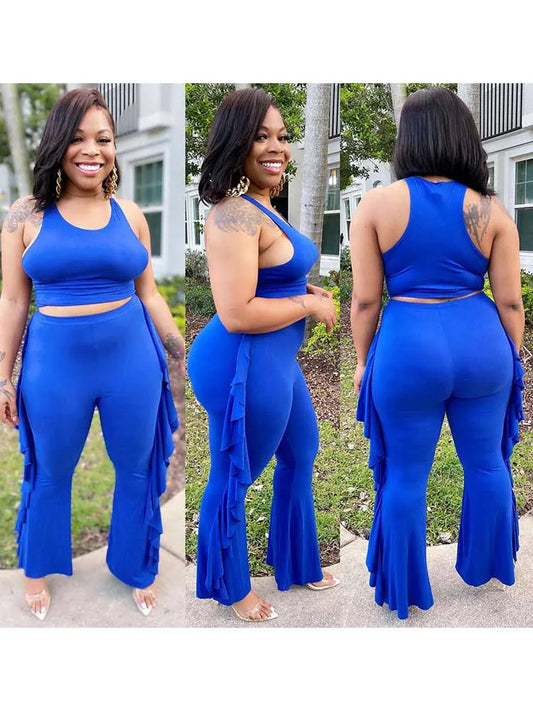 Two-piece Tank Top Ruffle Pant Set