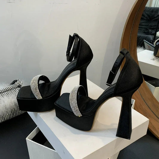 Eilyken Fashion CRYSTAL Buckle Strap Open Toe Women Sandals 2025 Summer Platform High Heels Nightclub Ladies Shoes