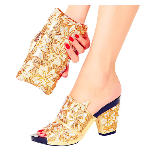 Italian Design  Women's High Heel Sandals & Clutch Set | Non-Slip Comfortable Wedding, Prom, Party Pumps | Size 38-43 | 6 Colors
